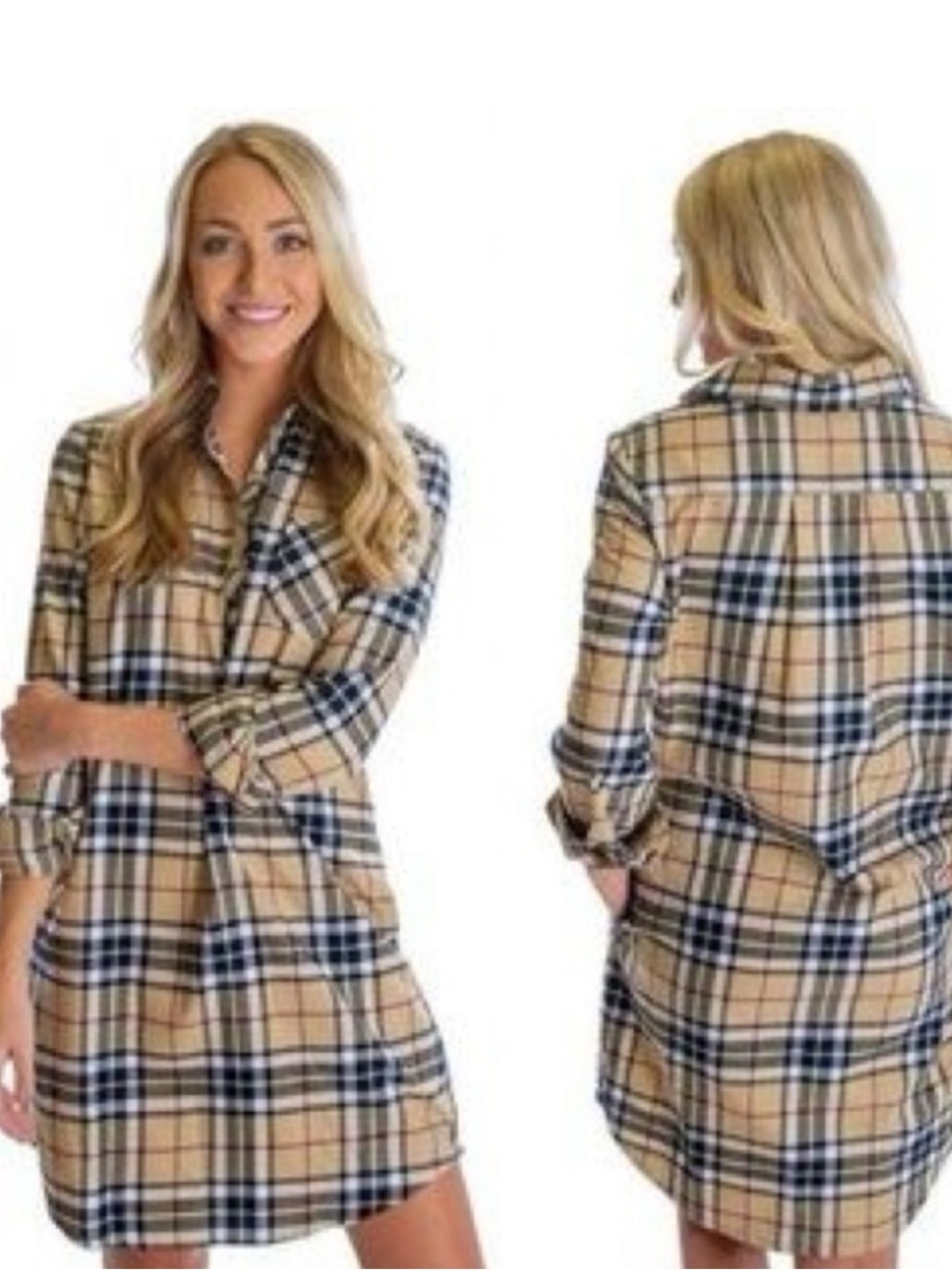 Lauren James plaid print T-shirt dress with shirt pocket size medium pocket